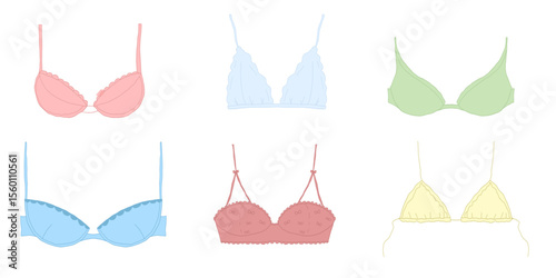 Vector Doodle Lingerie Set Hand Drawn Bra and Underwear Sketch in Pastel Tones