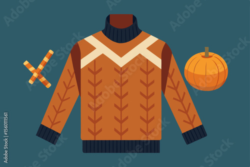 vector illustration of a sweater with a scarf