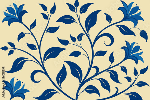 seamless floral pattern with leaves