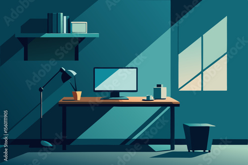 office desk with laptop