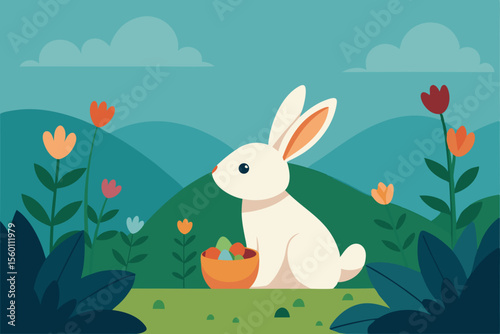 easter bunny and easter eggs