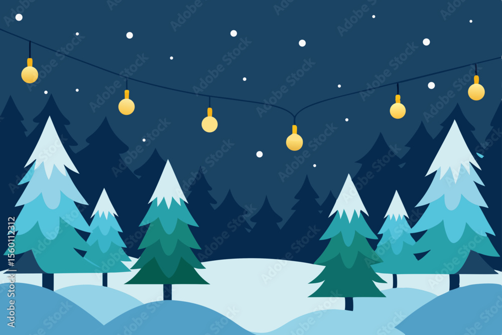 Obraz premium winter landscape with christmas tree