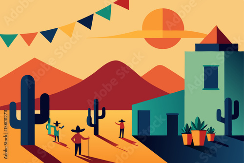 vector illustration of desert landscape