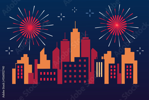 fireworks over city