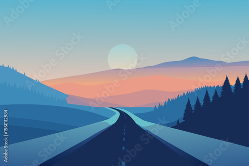 sunset in mountains