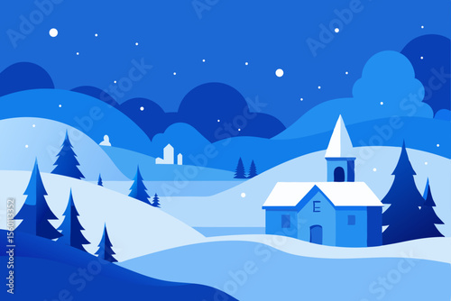 winter landscape with houses