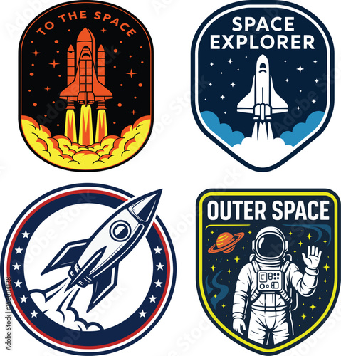Space Badge Vector Illustration, A Detailed and Dynamic Design for Digital Projects