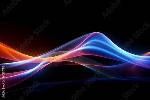 Colorful light trails creating a dynamic and vibrant abstract composition on a dark background