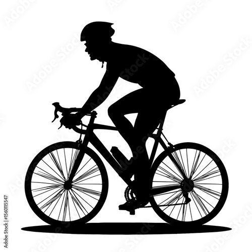 Professional Male Cyclist Silhouette on Road Bike - Sport & Active Lifestyle