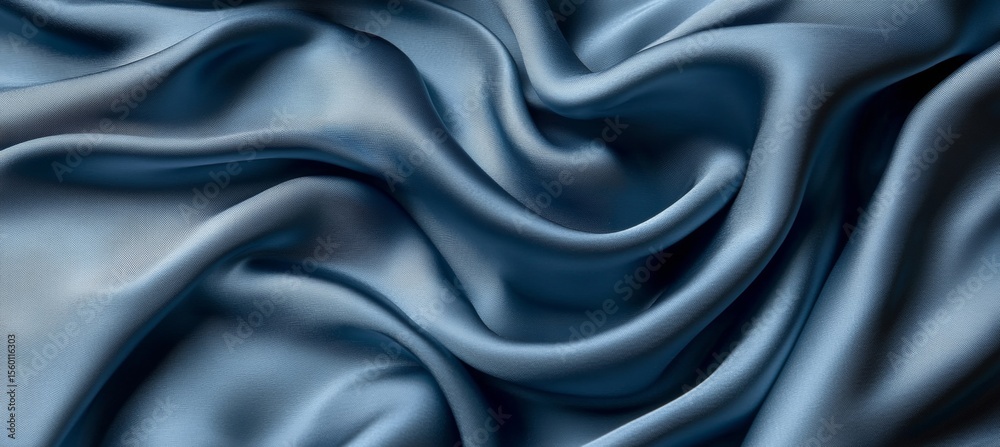 Fototapeta premium Elegant Swirling Satin Pattern with Luxurious Blue Cloth Texture for Festive Background Designs