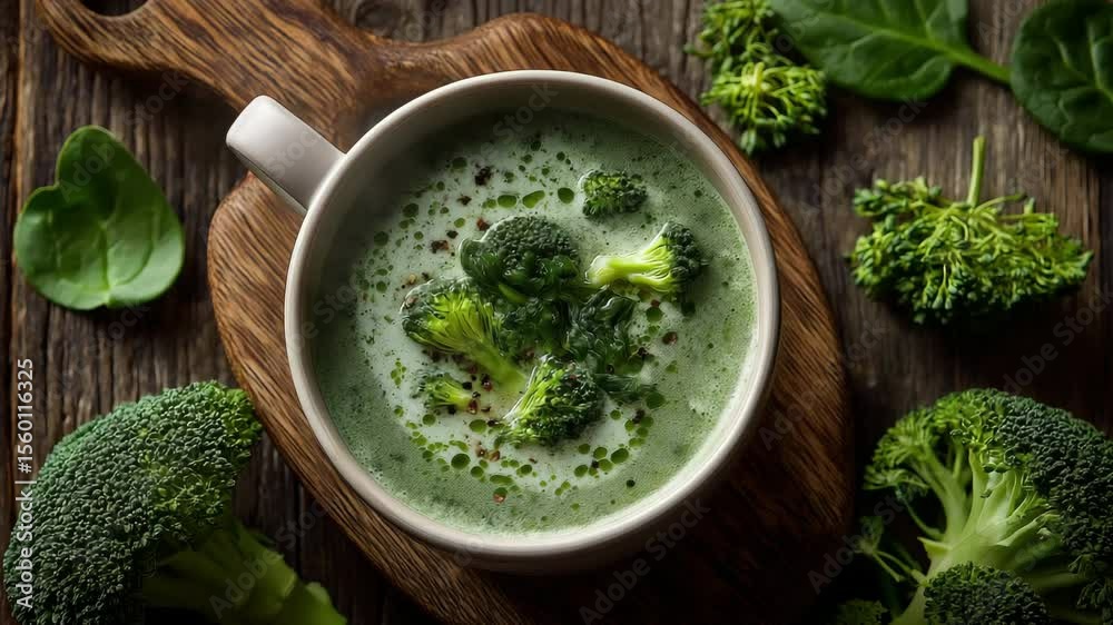 broccoli cream soup with spinach and cream.
