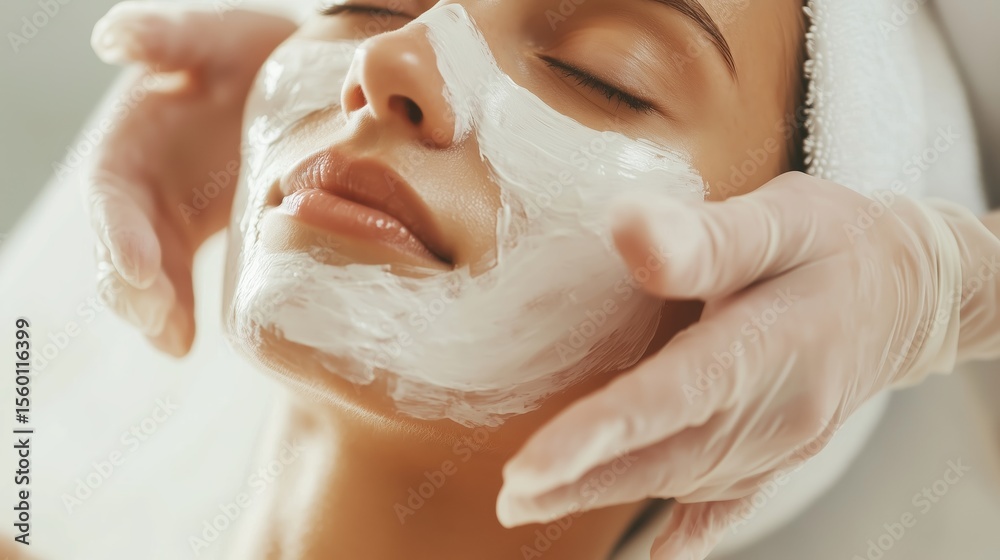 Fototapeta premium Relaxation and rejuvenation during a facial treatment at a spa in the afternoon