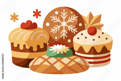 Christmas cards, winter recipe books, seasonal packaging, and digital or print projects related to Christmas baking or sweets.