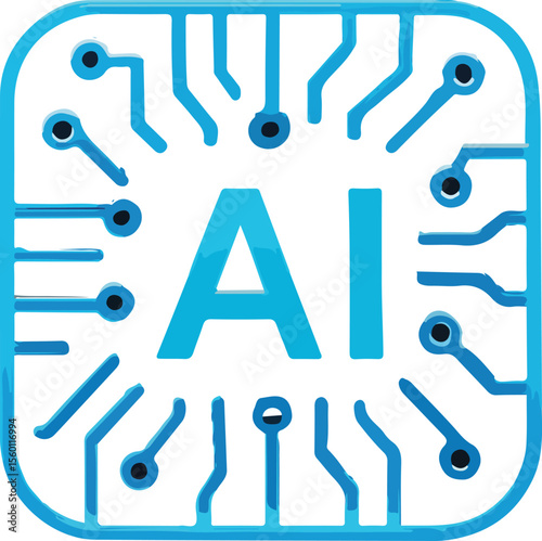 AI Circuit Logo Vector – Blue Minimal Icon Featuring “AI” Letters with Circuit Lines Symbolizing Artificial Intelligence, Smart Tech, and Digital Innovation