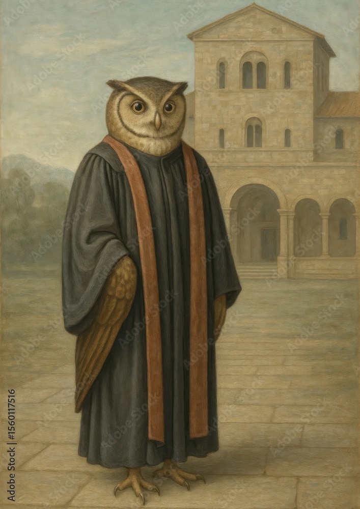 Naklejka premium Owl in academic attire illustration.