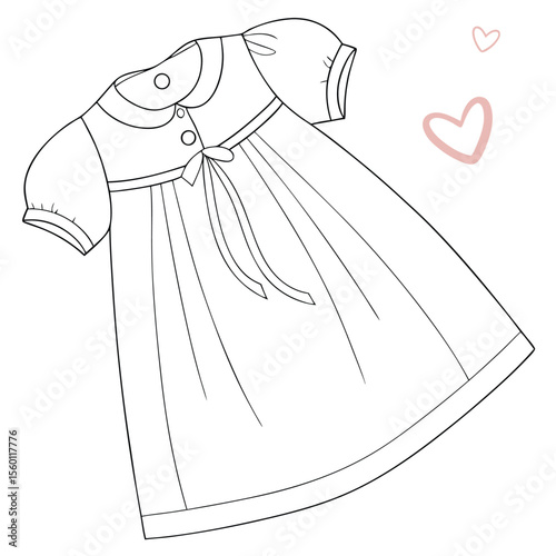 A stylish baby dress with a pleated front, perfect for adding elegant texture and refined detail on a white background.