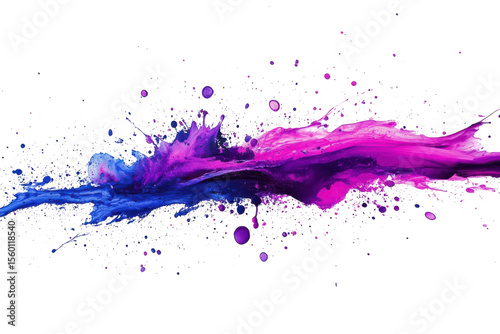 Abstract purple and blue paint splash banner on white background