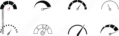 Speedo meter and Gauge Icons Set – Dashboard Meter, RPM, Fuel, Pressure, Temperature & Performance Indicators Collection