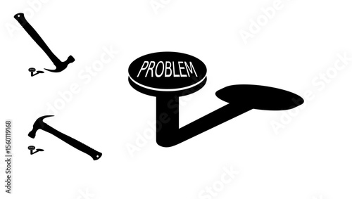 problem solving symbol, black isolated silhouette nail
