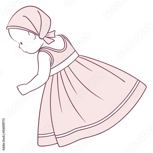 A simple solid pink baby dress, perfect for versatile styling and everyday comfort with empty space.