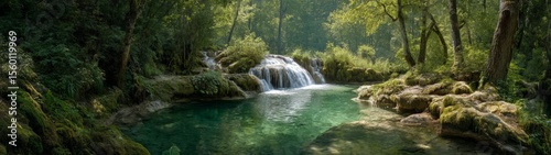 Nature adventure serene forest stream hdr 360 degrees tranquil environment