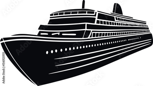 cruise ship icon in simple vector flat design