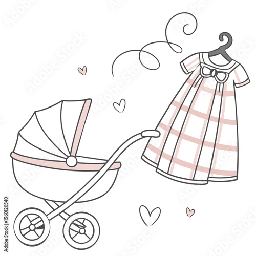 A soft baby dress with a subtle plaid pattern, ideal for gentle everyday wear and comfort on a white background.
