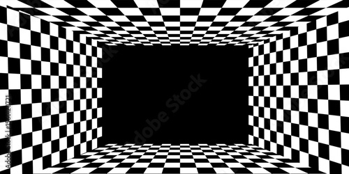 Floor in perspective with checkerboard texture. Empty chess board. Vector illustration.