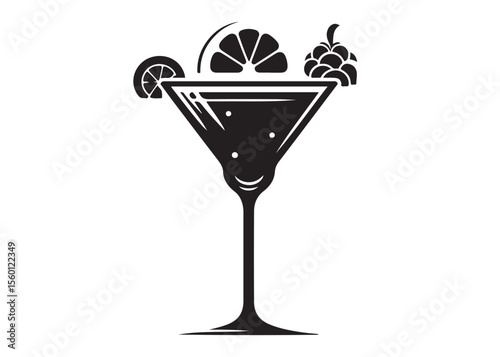 cocktail glass logo silhouette vector, martini glass logo icon silhouette, vector martini cocktail glass silhouette vector illustration, cocktail glass drink design logo silhouette vector 