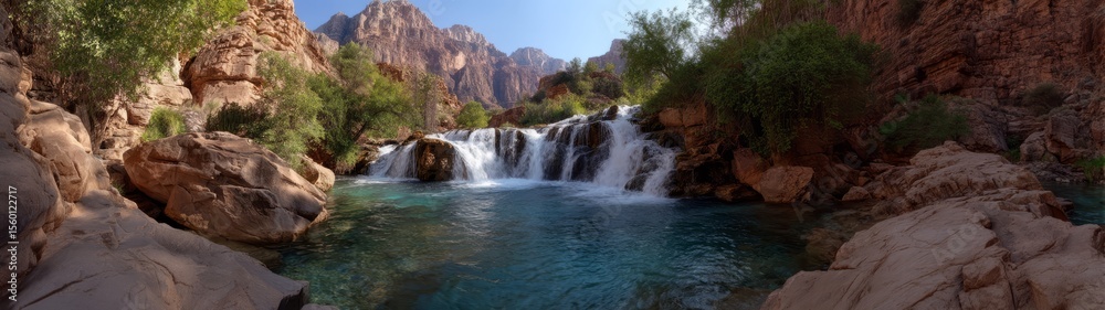Fototapeta premium Majestic waterfall adventure grand canyon hdr 360 degrees nature hd
