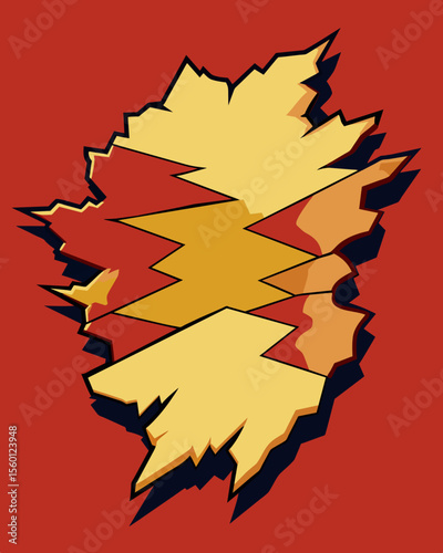 A drawing with portions of it torn off as if the artist had changed their mind and started over.. Vector illustration