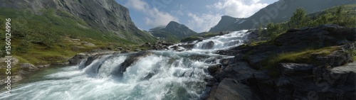 Thrilling waterfall adventure nature hdr 360 degrees hdri panorama