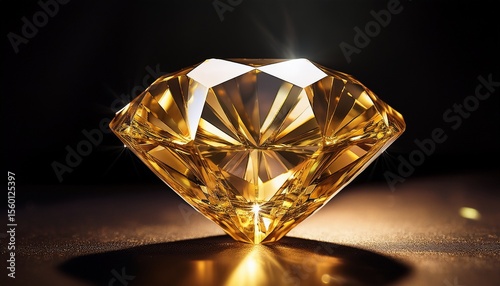a shimmering golden diamond resting on a dark background that captivates every onlooker