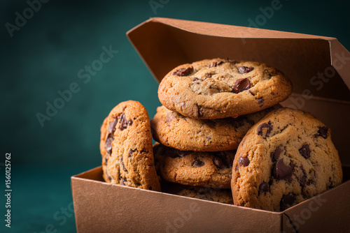 Wallpaper Mural Stack of Chocolate Chip Cookies in a Brown Box Torontodigital.ca