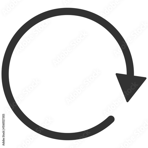 circle arrow icon, reload, refresh, loading, recycle and repeat symbol. Circular rotating arrows in black color. Vector illustration on transparent background.