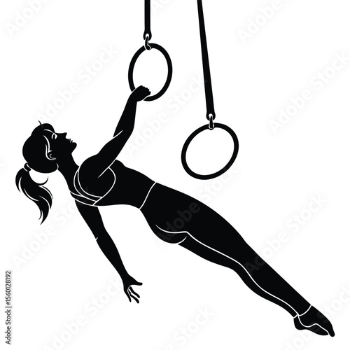 Gymnast Silhouette: Artistic Gymnastics Rings Exercise