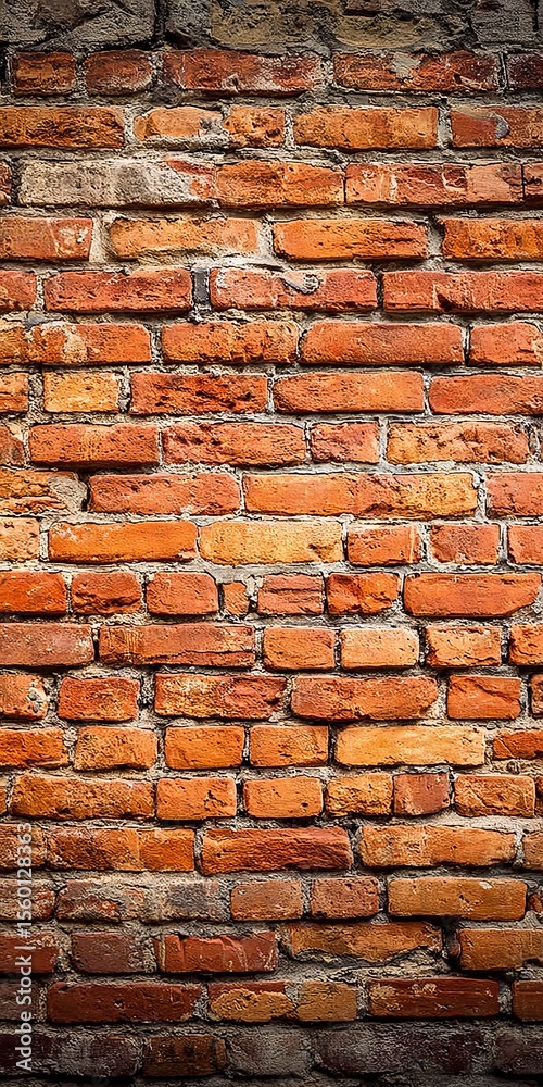 Obraz premium Aged Brick Wall Panorama Featuring Old Red Masonry Surface with Rustic Texture and Grunge Patterns