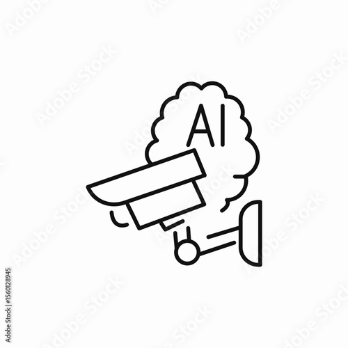 cctv ai brain icon sign vector
