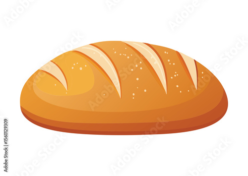 Classic Golden Baked Bread Loaf - Vector Illustration