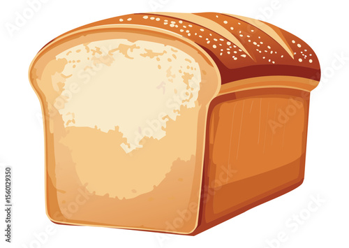 Soft White Bread Loaf Freshly Sliced - Vector Illustration