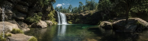 Breathtaking waterfall view nature scene hdr 360 degrees hdri