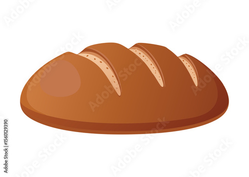 Wholesome Plain Dark Bread Loaf - Vector Illustration