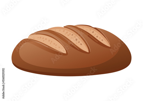 Appetizing Dark Brown Bread Loaf - Vector Illustration