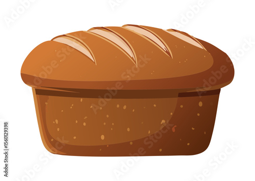 Hearty Brown Whole Grain Bread - Vector Illustration