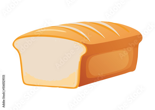 Everyday White Bread Loaf - Vector Illustration