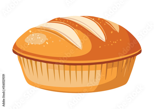 Golden Brown Bakery Bread Loaf - Vector Illustration