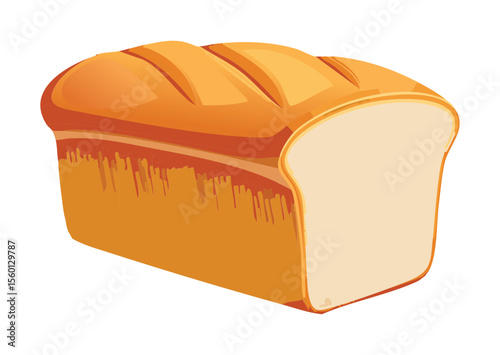 Rustic Sliced Brown Loaf of Baked Bread - Vector Illustration