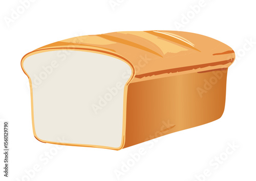 Freshly Baked Staple White Bread Block - Vector Illustration