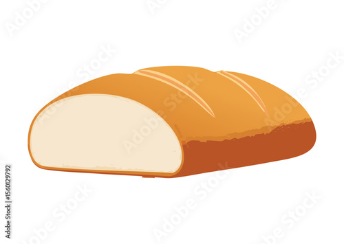 Freshly Sliced Portion of Wholesome Bread - Vector Illustration