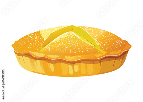 Golden Baked Round Bread with Crisscross Scoring - Vector Illustration